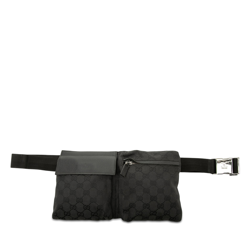 Pre-Loved Gucci GG Canvas Double Pocket Belt Bag